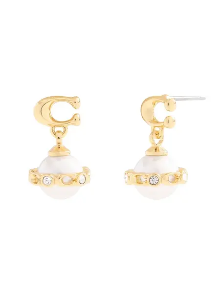 COACH Náušnice  zlatá / priehľadná / prírodná biela