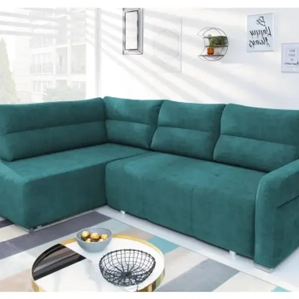 Rohová sedačka na trvalé spaní Ischia, petrolejová látka, levý roh