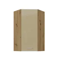 Horní rohová skříňka Artisan 60x60 GN-108 1F (45°) Barva korpusu: Dub artisan, Barva dvířek: Cappucino lesk
