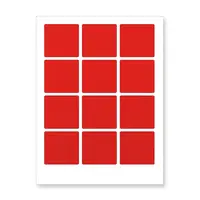 Samolepicí etikety 60 x 60 mm, 12 etiket, A4, 20 listů, červené