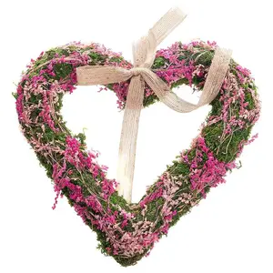 Závěsné srdce se sušenými květy (mech) 30 cm HEA004
