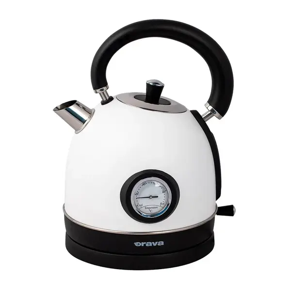Retro konvice s analogovým teploměrem, bílá