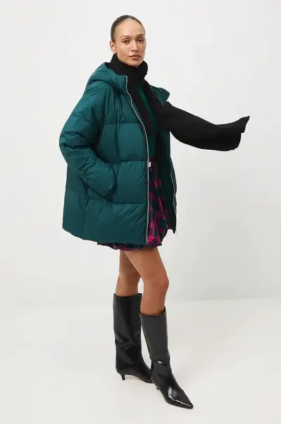 Péřová bunda Medicine dámská, zelená barva, zimní, oversize