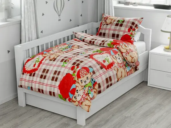 Bavlnené obliečky do postieľky PSÍK S MEDVEDÍKOM hnedé