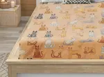 Prostěradlo mikroplyš COLORED CATS 90x200 cm krémové