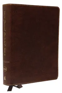 NKJV, Journal the Word Bible, Large Print, Bonded Leather, Brown, Red Letter - Thomas Nelson