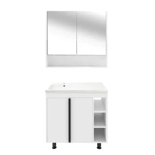 Kúpeľňová súprava s umývadlom a zrkadlovou skrinkou Naturel Lucca 79x70x45 cm biela lesk LUCCASET80W