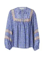 Lollys Laundry Blúzka 'Teel'  modrá / oranžová / biela