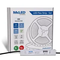 McLED LED páska - sada 4 m, 240 LED/m, NW, 6 W/m, DC 24V, 520 lm/m, CRI90, IP67, 10 mm, vodič 3 m ML-126.033.90.S04001
