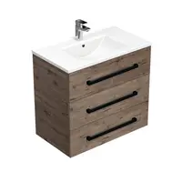 Kúpeľňová skrinka s čiernou úchytkou a umývadlom SAT Cube Way 80x76,5x46 cm dub Wellington mat CUBE46C803DWMOD