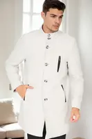 PLT9386 DEWBERRY MEN'S COAT-DIAGONAL GRAY-CREAM