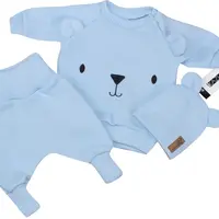 Kazum Pletená kojenecká sada 3D Medvídek, svetřík, tepláčky + čepička, modrá, vel. 62 vel.  62