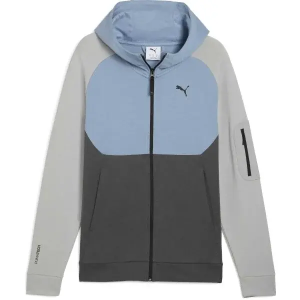 Puma TECH FULL ZIP HOODIE DK Pánska mikina, tmavo sivá, veľkosť