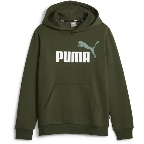 Puma ESS + 2 COL BIG LOGO HOODIE FL B Chlapčenská mikina, khaki, veľkosť
