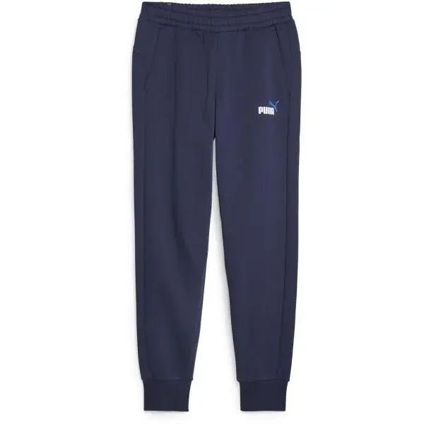 Puma ESS + 2 COL LOGO PANTS FL Pánske tepláky, tmavo modrá, veľkosť