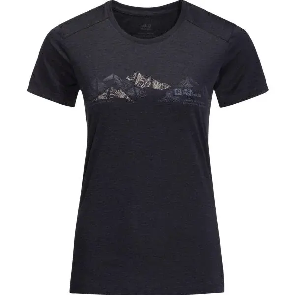 Jack Wolfskin CROSSTRAIL GRAPHIC T W Dámske funkčné tričko, čierna, veľkosť
