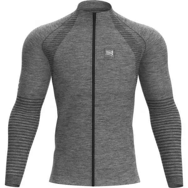 Compressport SEAMLESS ZIP SWEATSHIRT Pánska športová mikina, sivá, veľkosť