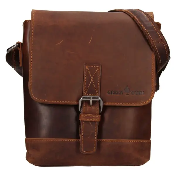 Pánska kožená taška cez rameno Greenwood Fion - hnědá
