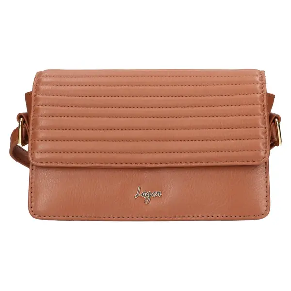 Dámska kožená crossbody kabelka Lagen Livia - koňak