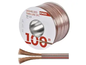 Dvojlinka nestíněná 2x2,5mm průhledná EMOS S8324 100m