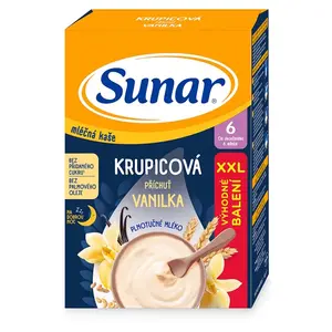 SUNAR Mléčná krupicová kaše vanilka na dobrou noc 6m+ 340 g
