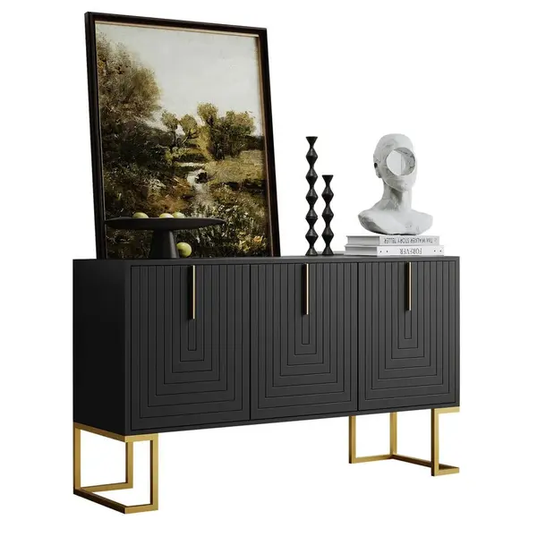 Modenvie SIDEBOARD z MDF černý, 3dveřový s nastavitelnými policemi
