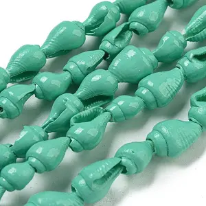 Spray Painted Natural Spiral Shell Beads Strands