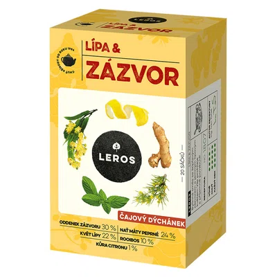 LEROS Čajový dýchánek lípa a zázvor 20 sáčků