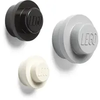 LEGO® věšák na zeď, 3 ks - bílá, černá, šedá