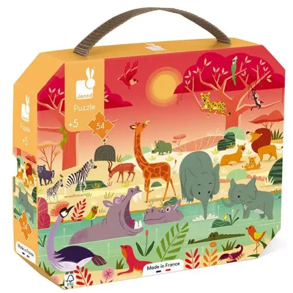 Janod Puzzle v kufříku Savana 54 ks