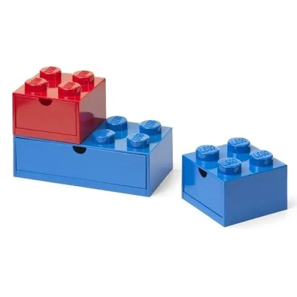 LEGO® stolní boxy se zásuvkou Multi-Pack 3 ks - červená, modrá