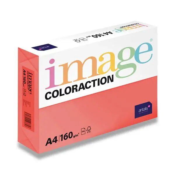 Barevný papír Image Coloraction, 160 g, 250 listů - Jahodově červená
