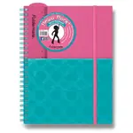 Spirálový blok s kapsou FolderMate Plus A5,80 listů, linkovaný - růžovo/modrý