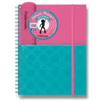 Spirálový blok s kapsou FolderMate Plus A5,80 listů, linkovaný - růžovo/modrý