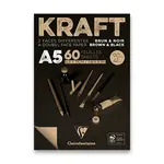 Blok Clairefontaine Brown & Black Kraft - A5, 60 listů, 90 g