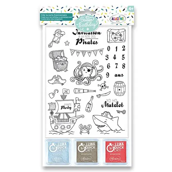 Razítka Aladine Stampo Birthday - Piráti, 30 ks