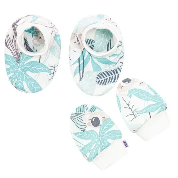 Dětská bavlněná souprava - capáčky a rukavičky New Baby Lovely zelená vel. uni