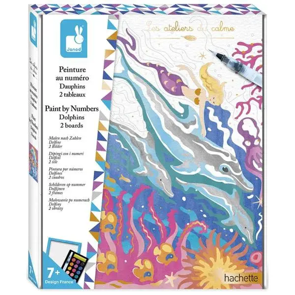 Janod Atelier Sada Maxi Malování s čísly Delfíni