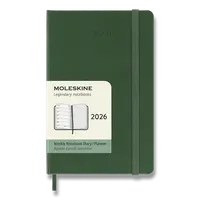 Diář Moleskine 2026 - tvrdé desky, S, týdenní, tmavě zelený