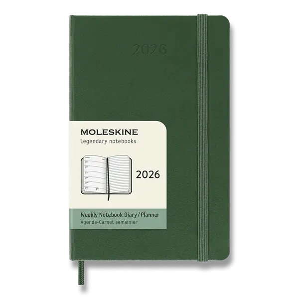 Diář Moleskine 2026 - tvrdé desky, S, týdenní, tmavě zelený