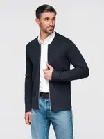 Ombre Men's smooth zip sweater - navy blue