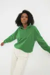 Trendyol smaragdová mikina z flísu s detailom na zips