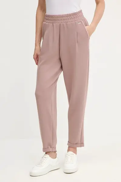 Kalhoty BOSS Scuba_Pants dámské, hnědá barva, 50545648