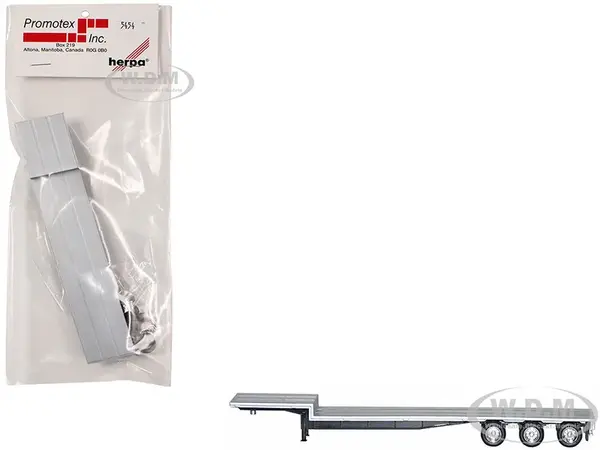 48ft 3-Axle Drop Deck Trailer with Chrome Wheels and Silver Top 1/87 (HO) Plastic Model by Promotex