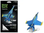 Model Kit Boeing F/A-18 Super Hornet Fighter Aircraft "Blue Angels 5" United States Navy (Challenging Difficulty) Steel Model by Metal Earth