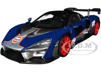 McLaren Senna 56 Dark Blue and Silver with Orange Stripes "Gulf Oil" "Gulf Die-Cast Collection" 1/24 Diecast Model Car by Motormax