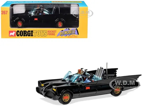 1966 Batmobile with Batman and Robin Figures "Batman" (1966-1968) Classic TV Series (267 Reissue) Diecast Model Car by Corgi