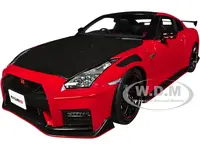 2022 Nissan GT-R (R35) Nismo Special Edition RHD (Right Hand Drive) Vibrant Red with Carbon Hood and Top 1/18 Model Car by Autoart