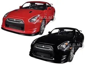 2009 Nissan GT-R R35 Red &amp; Black 2 Cars Set 1/24 Diecast Car Model by Jada