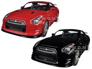 2009 Nissan GT-R R35 Red &amp; Black 2 Cars Set 1/24 Diecast Car Model by Jada